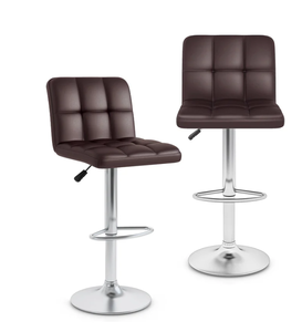 lot 80 image: Modern Bat Stools Set of 2 with Back and Heavy-duty Metal Base and Footrest, Brown