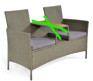 lot 88 image: Costway 2-Person Patio Rattan Conversation Furniture Set Loveseat Coffee Table