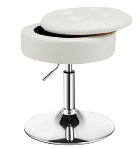 lot 93 image: LOT OF 2 Adjustable 360° Swivel Storage Vanity Stool with Removable Tray white