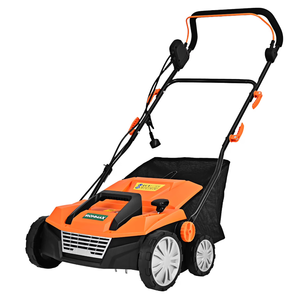 lot 96 image: IronMax 13Amp Corded Scarifier 15 Electric Lawn Dethatcher w50L Collection Bag Orange