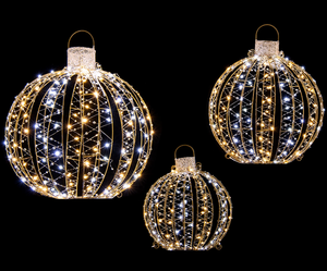 lot 144 image: Costway 3-Pack Outdoor Hanging Light Spheres with 360 Lights