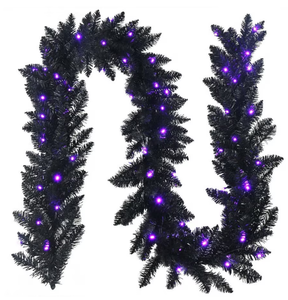 lot 155 image: Boyel Living 9ft Purple LED Halloween Garland Battery Operated Decoration