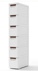 lot 159 image: Giantex Storage Cart, Narrow Plastic Dresser, Rolling Organizer Cart for Office Classroom Bedroom