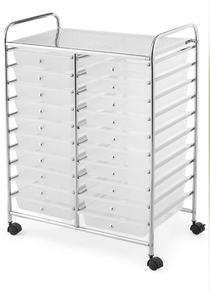 lot 161 image: GOFLAME 20-Drawer Rolling Storage Cart, Multifunctional Art Craft Organizer Cart, Mobile Utility Storage Cart with Removable Drawers & Lockable Wheels, Craft Cart for Home Office School, Clear