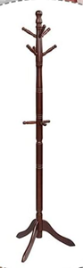 lot 168 image: DORTALA Coat Rack Tree, Wood Entryway Coat Hanger Stand w 9 Hooks, Free Standing Coat Rack, wStable Base, Rubber Wood, Adjustable Height Coat Stand for Hallway, Bedroom, Bathroom, Brown