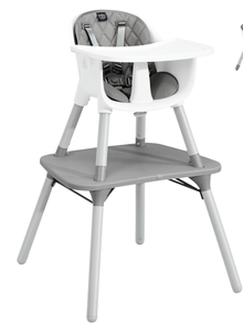 lot 258 image: BABY JOY High Chair, 5 in 1 Convertible Highchair for Babies & Toddlers  Booster Seat  Table and Chair Set  Infant Feeding Chair with Removable Tray, Safety Harness, Removable Cushion (Gray)