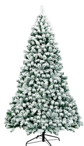 lot 322 image: Costway 7.5-ft Pre-lit Flocked White Artificial Christmas Tree with White LED Lights