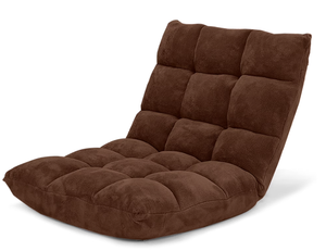 lot 326 image: Costway Adjustable 14-Position Floor Chair Folding Lazy Gaming Sofa Chair Cushioned-Coffee