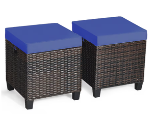 lot 329 image: Costway 2 -Pack Brown Rattan Ottoman