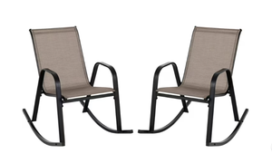 lot 332 image: Costway 2 PCS Patio Rocking Chair Heavy-Duty Metal Rocker Outdoor Anti-Slip Brown