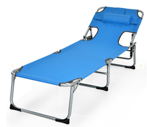 lot 334 image: Folding Beach Lounge Chair with Pillow for Outdoor