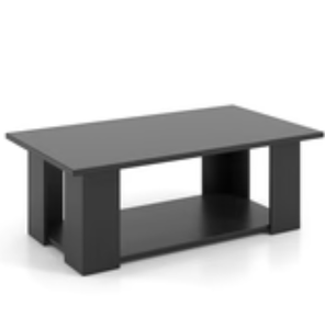 lot 335 image: Giantex Rectangle Wood Center Table, 41 L 2-Tier Large Modern Tea Table wOpen Compartment