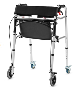 lot 337 image: Height Adjustable Aluminum Walker with Rolling Wheels and Brakes