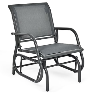 lot 343 image: Costway Black Steel Frame Swivel glider Balcony Chair with Gray Solid Seat
