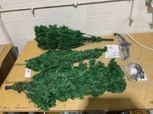 lot 170 image: 7.5 ft. Pre-Lit Hinged Artificial Pencil Christmas Tree with 350 Warm White Lights