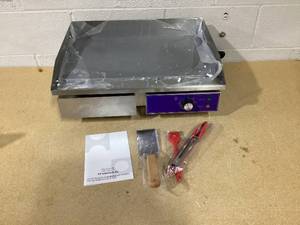 lot 358 image: Giantex Commercial Griddle, 22 Electric Griddle 2000W, Cast Iron Griddle, Stainless Steel Frame, 122-572 Adjustable Temperature Control, Removable Oil Storage Box, Restaurant Teppanyaki Grill