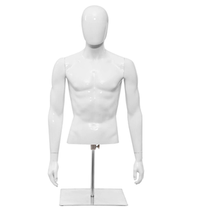 lot 248 image: Giantex Male Mannequin Torso Adjustable Height Detachable Arms Dress Form Display w Metal Stand, Bright White