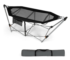 lot 357 image: Vebreda Portable Folding Hammock with Hammock Stand Black