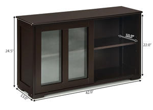 lot 380 image: Costway Kitchen Storage Cabinet Sideboard Buffet Cupboard w Sliding Door Brown