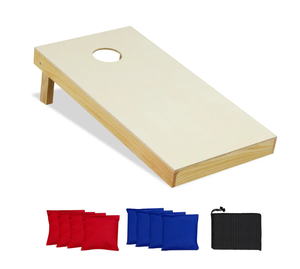 lot 360 image: Solid Wood Cornhole Board Set Portable Corn Hole Game Board Includes 8 Bean Bags-M, Natural