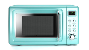 lot 190 image: Costway 0.7Cu.ft Retro Countertop Microwave Oven 700W LED Display Glass Turntable Green