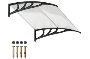 lot 492 image: Window Awning Door Canopy, 48 x 40 Door Awnings Exterior with UPF50 Sun Rain Snow Protection & Hallow Polycarbonate Sheet, Outdoor Front Door Entrance Canopy (Black)