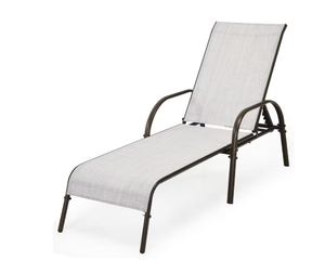 lot 493 image: Costway 75.5in Gray Fabric Adjustable Reclining Armrest Folding Chair