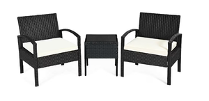 lot 499 image: Costway Costway 3 -Piece Rattan Patio Conversation Set