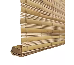 lot 476 image: Modern Farmhouse Cut-to-Size Honey Flat-Weave Cordless Light-Filtering Bamboo Shade - 72 in. W x 72 in. L