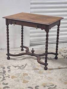 lot 12 image: Antique Barley Twist Writing Desk  Cadillac Cabinet Co.