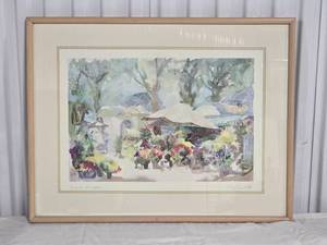 lot 39 image: SIGNED Peaceful Fine Art Watercolor Print - Pierre Jean Llado - Le Jardin de Sophie