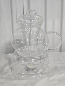 lot 95 image: Amazing Modern Candle Heated Glass Teapot