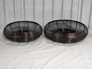 lot 83 image: Modern Metal Wire Centerpiece Basket Pair