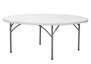 lot 3 image: One 6-Foot Round Bi-Fold Plastic Banquet and Event Folding Table with Carrying Handle