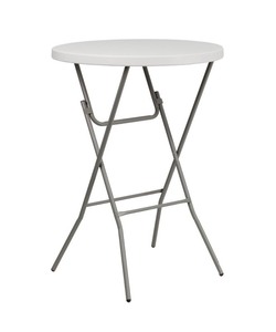 lot 25 image: 2 High Top Round Plastic Bar Height Folding Tables 2.63-Foot, 43.5 Round Plastic Bar Height Folding Table. All tables have been meticulously maintained and you could use these at any high end event.