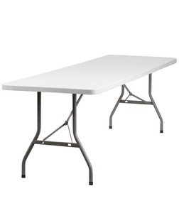 lot 26 image: 8-Foot Plastic Banquet and Event Folding Table. All tables have been meticulously maintained and you could use these at any high end event.