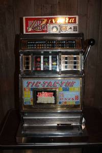 lot A-3 image: Vintage Riviera Tic-Tac-Toe Slot Machine