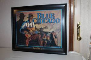 lot 9 image: Framed Blue Chicago Sweet Home Art Print 32x27 Inches