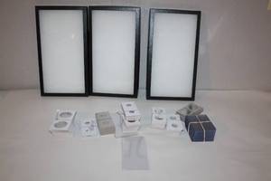 lot 11 image: Coin Display Supplies Lot with 3 Display Cases, Cardboard Holders, and Plastic Flips