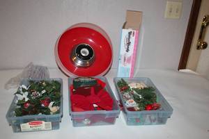 lot 15 image: Cotton Candy Maker with Assorted Holiday Decorations and Straws