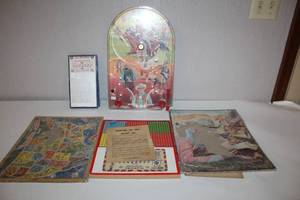 lot 32 image: Vintage Wild West Board Game Collection with Pinball and Puzzles
