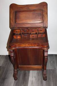lot 48 image: Antique Wooden Writing Desk with Multiple Drawers