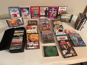 lot 60 image: Lot of DVDs, VHS Tapes, Cassette Tapes, and CD Soundtrack Collection