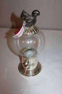 lot 85 image: Metal and Glass Squirrel-Themed Nut Dispenser