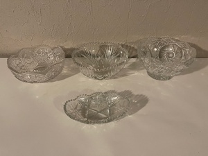 lot 91 image: Set of 4 Vintage Cut CrystalBowls and Dishes Assorted Patterns