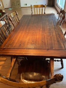 lot 108 image: Wood Dining Table with 6 Chairs