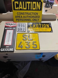 lot 113 image: Collection of Vintage Metal Signs and License Plates
