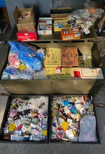 lot 146 image: Extensive Collection of Vintage Matchbooks in Boxes and Tins