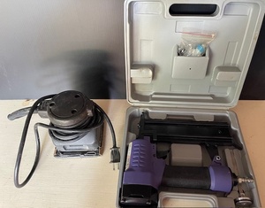 lot 148 image: Electric Palm Sander and Pneumatic Brad Nailer with Case and Accessories