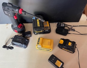 lot 149 image: Cordless Tire Inflator with Mixed Battery Chargers and Batteries